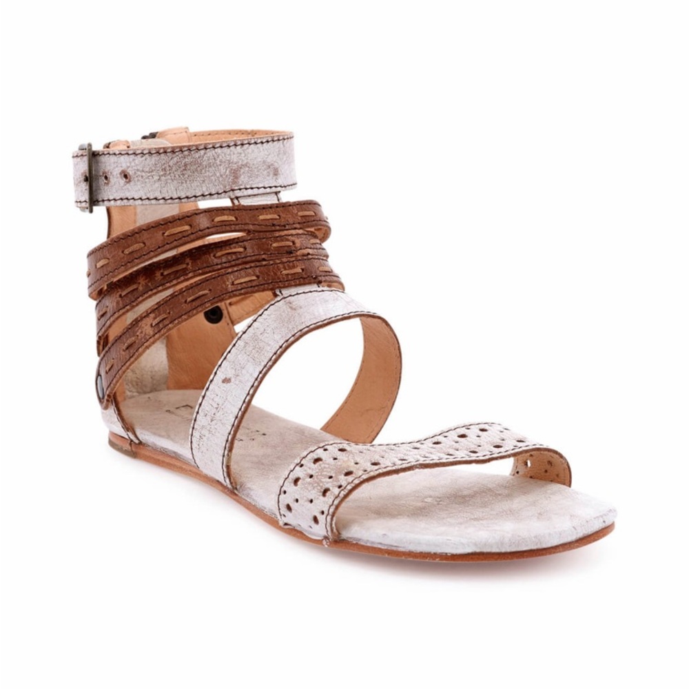Bed Stu White and Brown Artemis Sandals